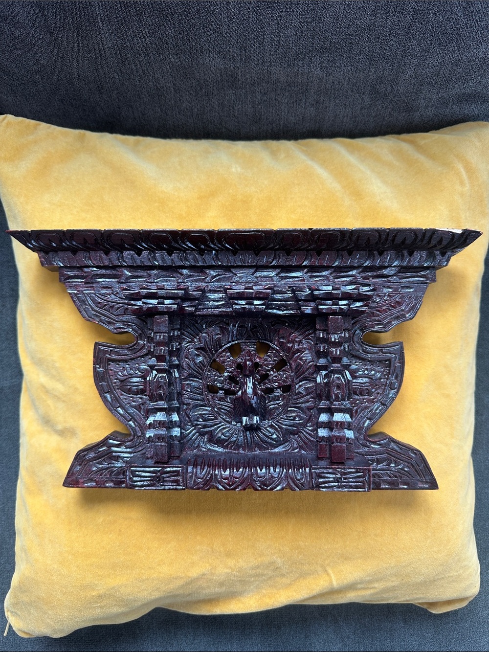 Nepali Peacock Wooden Carved Newar Window Wall Hanging Tibetan Nepal Home Décor